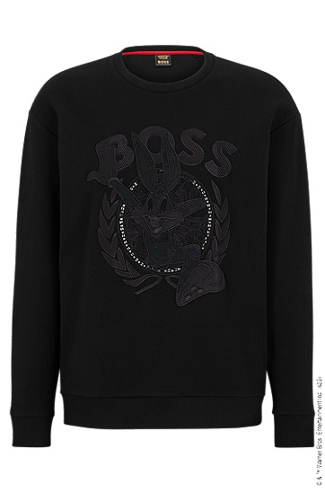 BOSS 博斯Looney Tunes x BOSS 棉质混纺运动衫,  001_Black