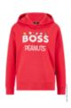 French-terry cotton hoodie with logo artwork, Red