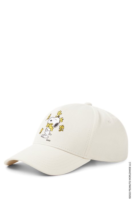 BOSS x PEANUTS graphic-print cap in cotton twill with logo artwork, White