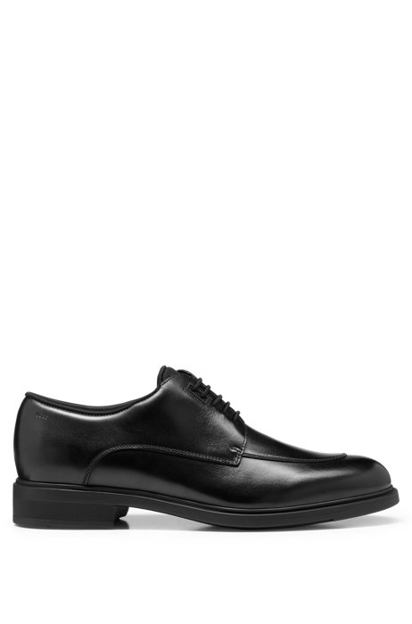 Tanned-leather Derby shoes with cosy lining, Black