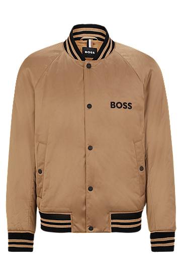 Satin bomber jacket with stripes and branding, Hugo boss