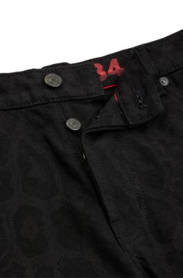 HUGO - Tapered-fit jeans jaglion-print rigid denim