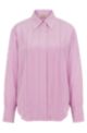 Pleat-front relaxed-fit blouse in pure-silk canvas, light pink