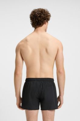 Swim shorts with metal logo and branding, Black