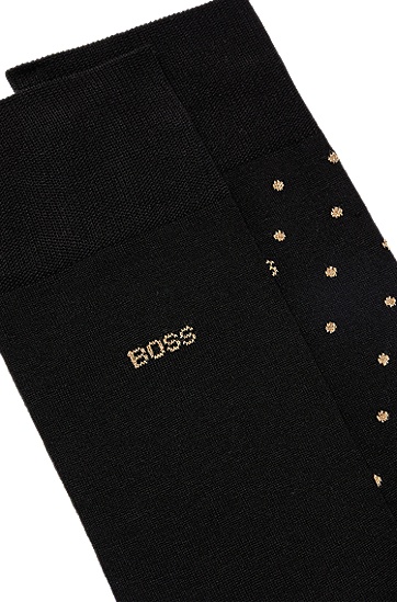 BOSS 博斯丝光棉混纺袜子两双装,  001_Black
