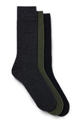 Three-pack of regular-length socks - gift set, Black / Grey / Green