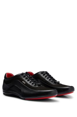 Kaliber Boos worden belangrijk BOSS - Nappa-leather trainers with perforated details