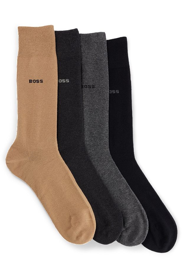 Four-pack of socks in a cotton blend - gift set, Beige