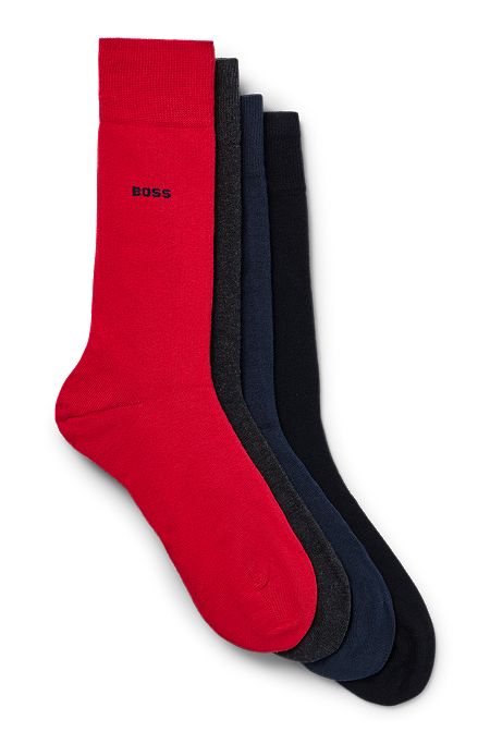 Four-pack of socks in a cotton blend - gift set, Red / Blue / Black