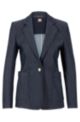 Slim-fit jacket in denim-effect stretch cloth, Dark Blue