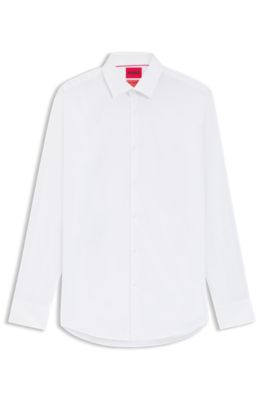 Slim-fit shirt in cotton-blend poplin, White