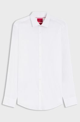 Slim-fit overhemd van een katoenmix met stretch, Wit