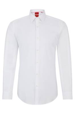 Hugo Slim-fit Shirt In Cotton-blend Poplin In White