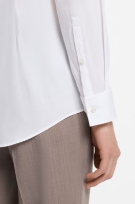 Slim-fit overhemd van een katoenmix met stretch, Wit