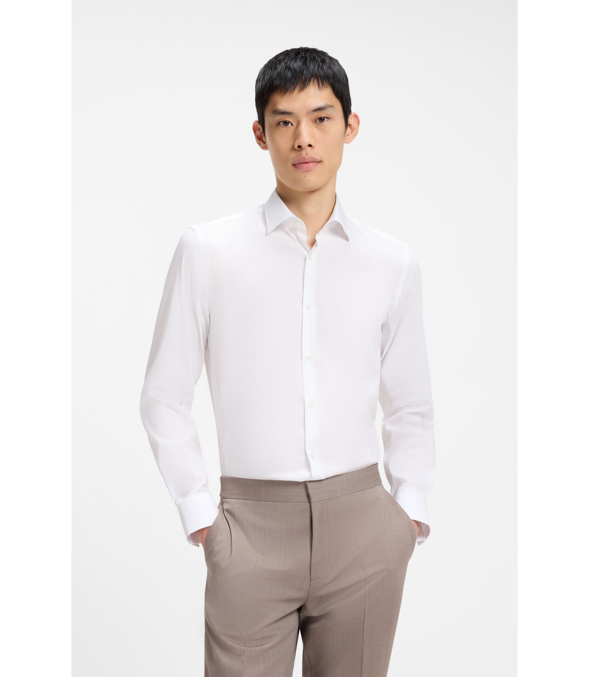 Slim-Fit Hemd aus elastischem Baumwoll-Mix