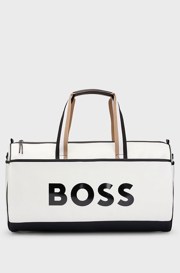BOSS x Matteo Berrettini  Faux-leather holdall with contrast logo, White