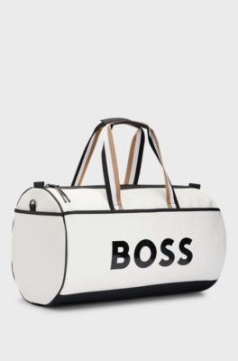 BOSS x Matteo Berrettini  Faux-leather holdall with contrast logo, White