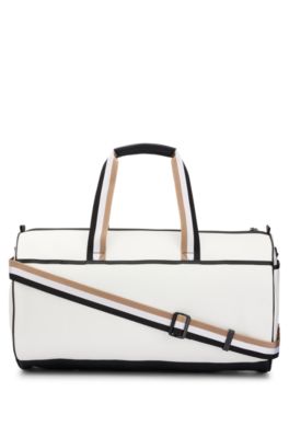 BOSS x Matteo Berrettini  Faux-leather holdall with contrast logo, White