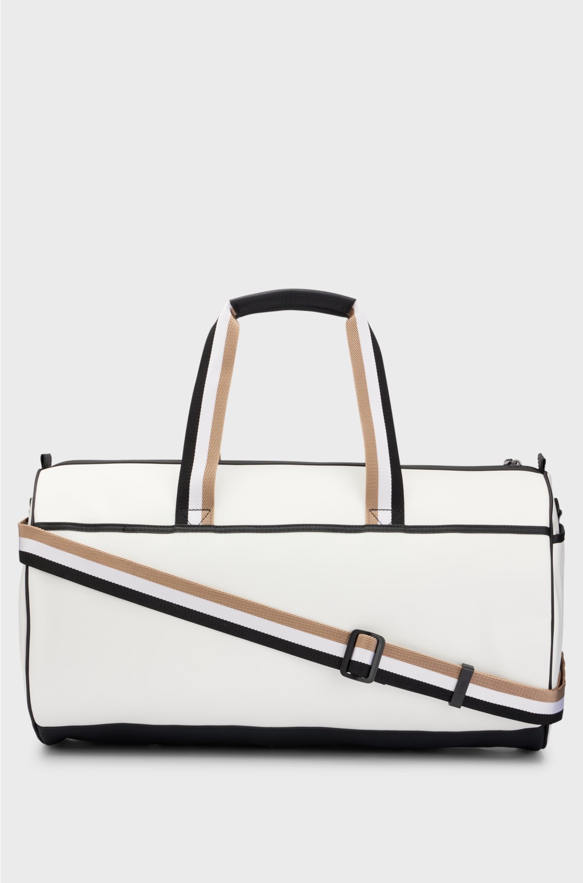 BOSS x Matteo Berrettini  Faux-leather holdall with contrast logo, White