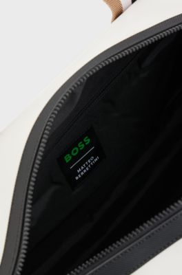 BOSS x Matteo Berrettini  Faux-leather holdall with contrast logo, White