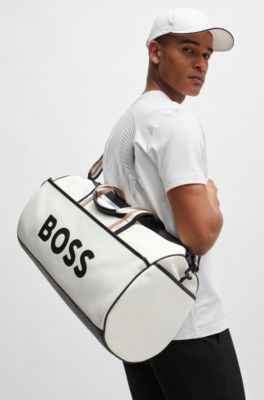 BOSS x Matteo Berrettini  Faux-leather holdall with contrast logo, White