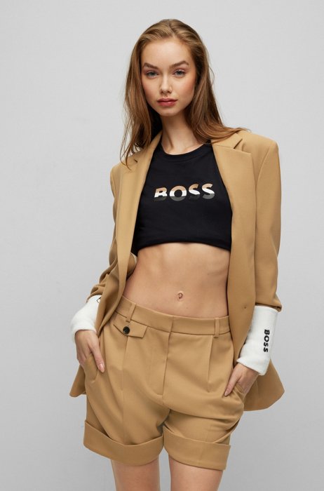 BOSS x Alica Schmidt wool-blend jacket with zipped pockets, Beige