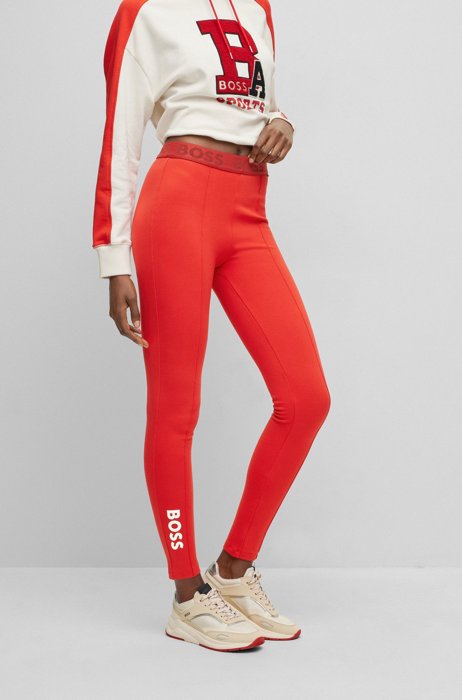 BOSS x Alica Schmidt extra-slim-fit leggings with logo details, Red