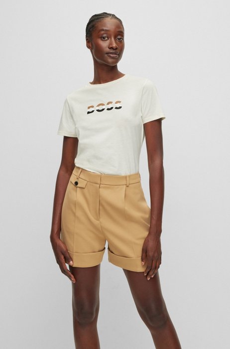 BOSS x Alica Schmidt Slim-Fit T-Shirt aus Bio-Baumwolle mit Logo-Print, Weiß