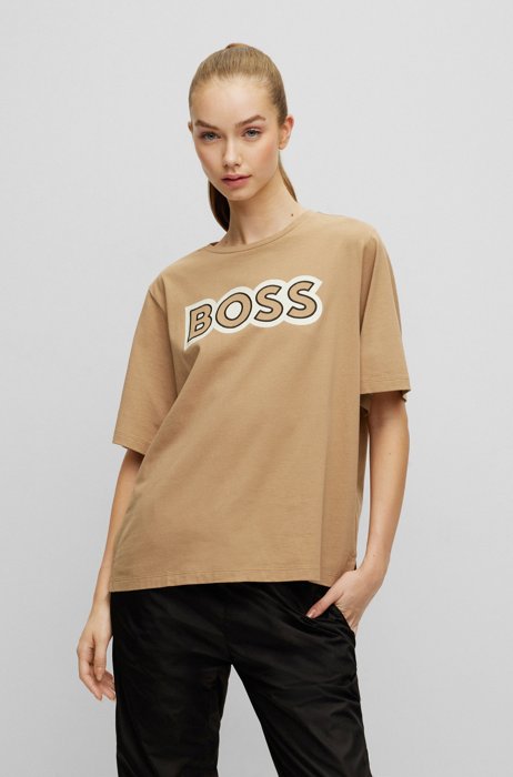 BOSS x Alica Schmidt organic-cotton regular-fit T-shirt, Beige