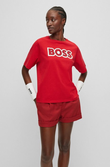 BOSS x Alica Schmidt organic-cotton regular-fit T-shirt, Red
