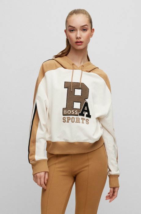 Cotton-blend BOSS x Alica Schmidt relaxed-fit hoodie with logo detail, White
