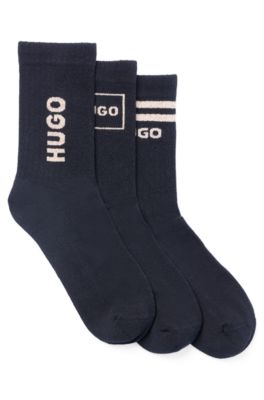 HUGO - Pakke tre par strømper i kvart med logodetaljer