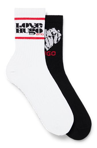 Two-pack of quarter-length socks with logo artwork, Patterned