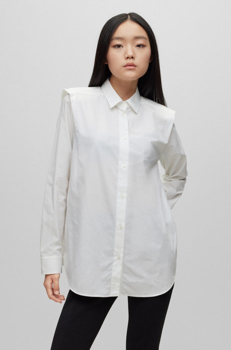 Relaxed-fit blouse in organic cotton, White