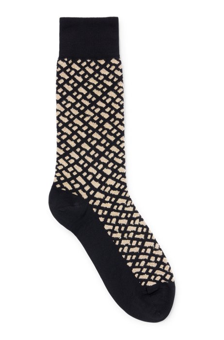 Regular-length socks with sparkling monograms in stretch fabric, Black
