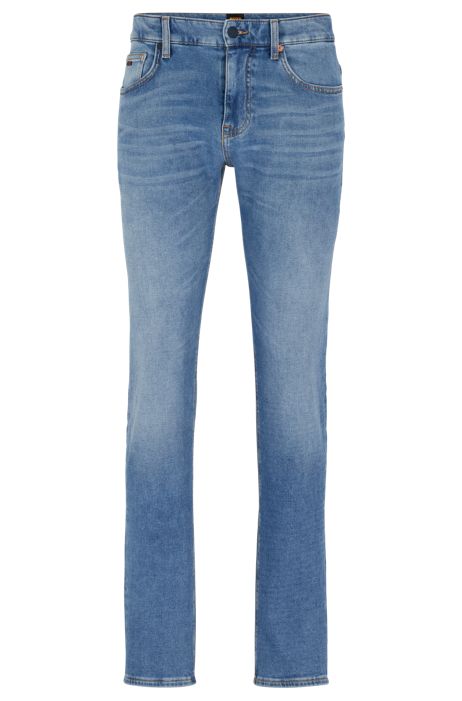 Tomaat etnisch Sada BOSS - Slim-fit jeans in mid-blue knitted denim