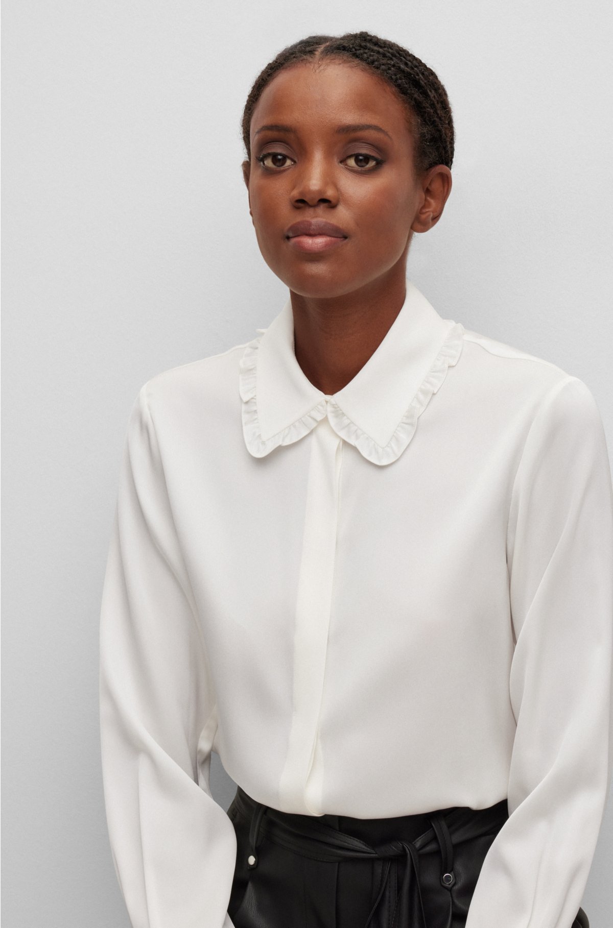 BOSS - Sleeveless regular-fit blouse in stretch silk