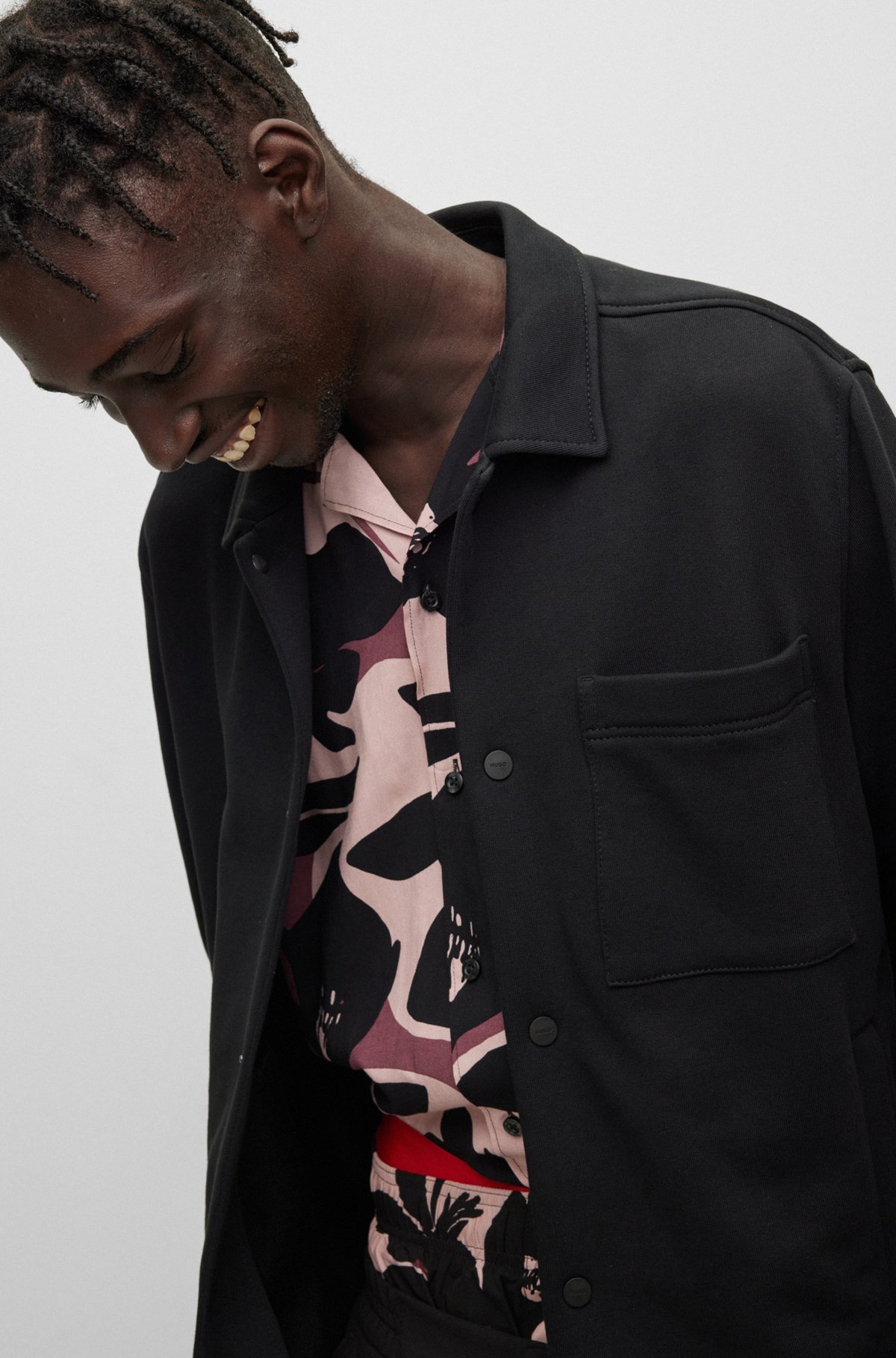 Relaxed-fit shirt in digitally printed poplin, light pink