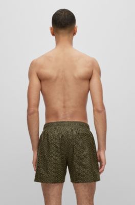 HUGO Quickdrying recycledmaterial swim shorts with stacked logos