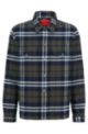 Oversized-fit overshirt in checked cotton twill, Blue Patterned