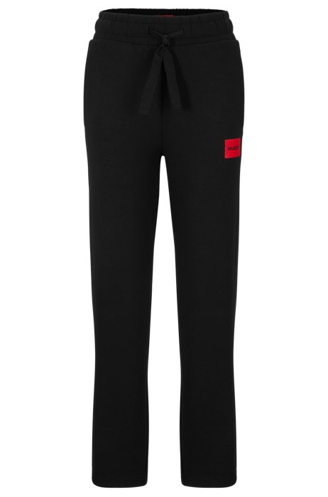 Straight-leg tracksuit bottoms with red logo label, Black