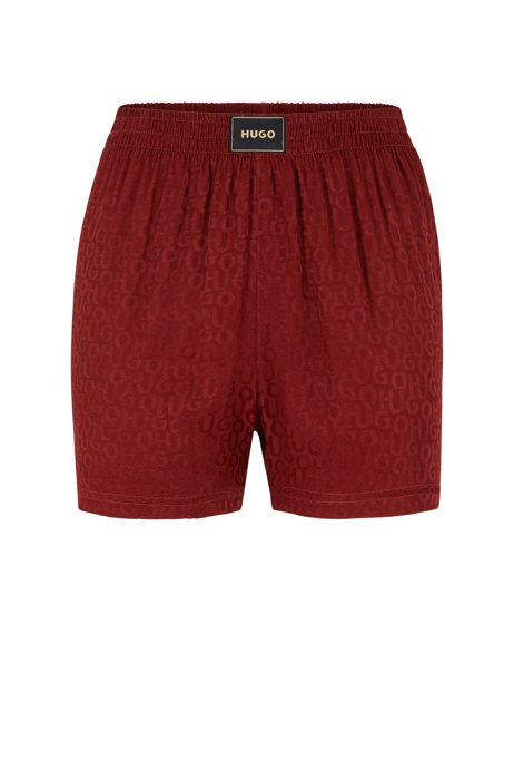 Shorts de pijama con logos de temporada tejidos en jacquard, Rojo oscuro