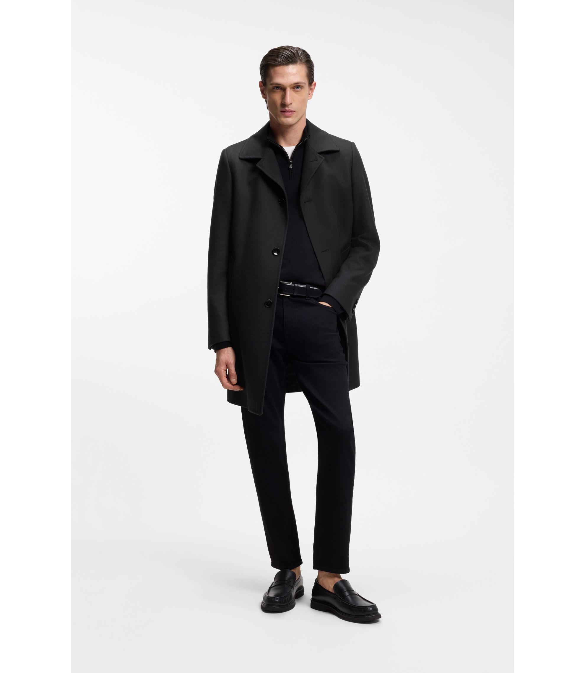 BOSS - Formal coat in a virgin-wool blend - Dark Blue