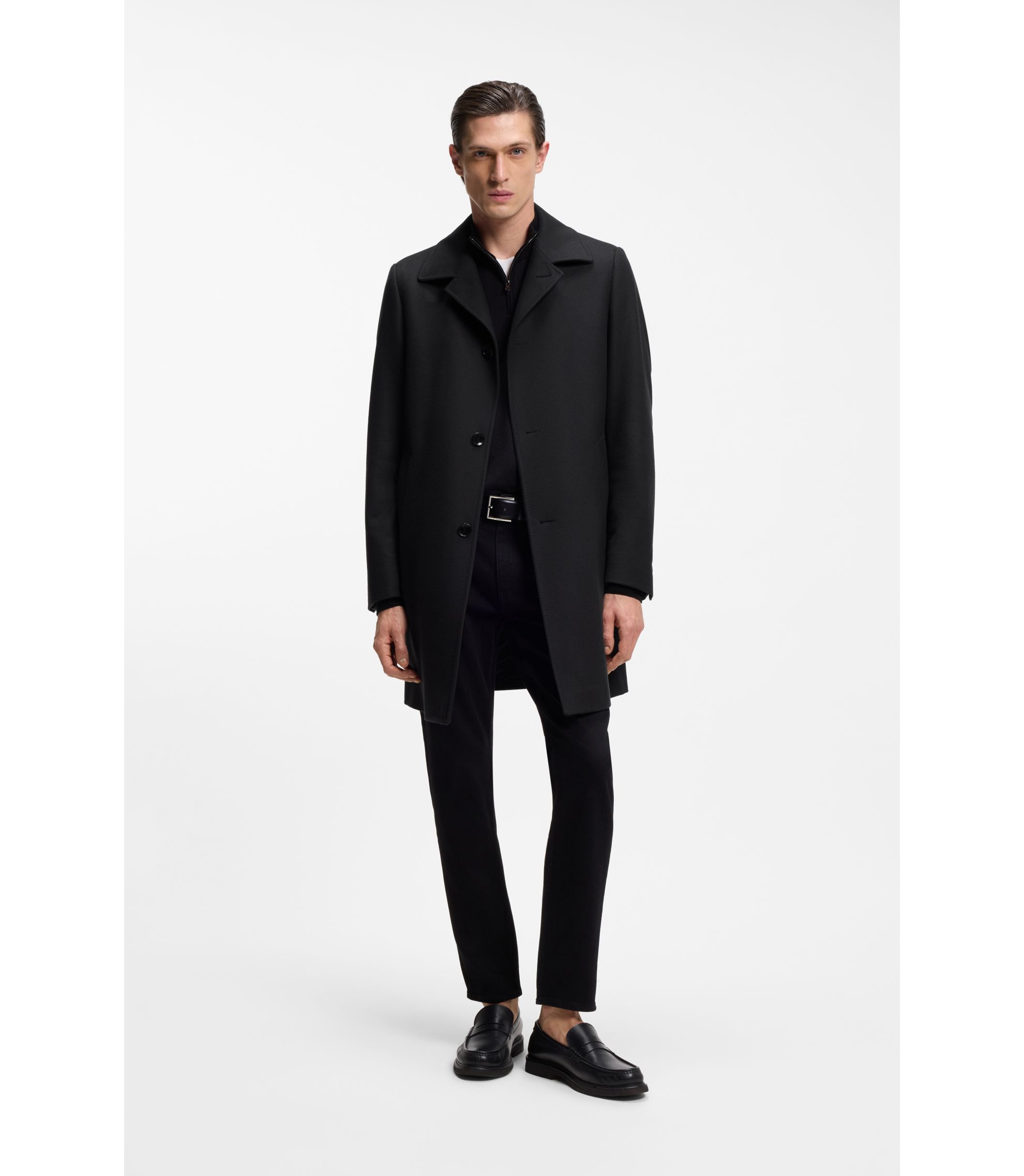 BOSS - Formal coat in a virgin-wool blend - Dark Blue