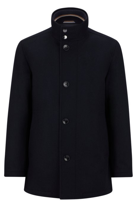 BOSS - Regular-fit coat in a melange wool blend