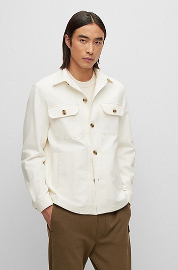 宽松版型纯棉衬衫风夹克外套,  131_Open White
