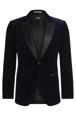 Hugo Boss Hutson Velvet Tuxedo Jacket In Dark Blue