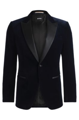 HUGO BOSS SLIM-FIT TUXEDO JACKET IN PURE-COTTON VELVET