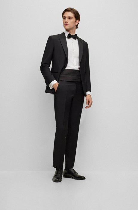 Hugo Boss Slim-fit Tuxedo In Italian Virgin Wool And Mohair In Black