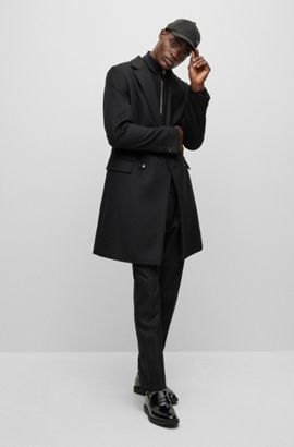 HUGO Mosaka2111 10230931 01 Raincoat in Black 1 Save 44% for Men Black Mens Clothing Coats Long coats and winter coats 